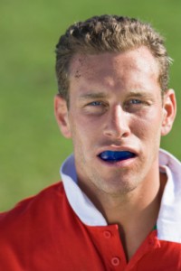 athlete wearing a mouthguard